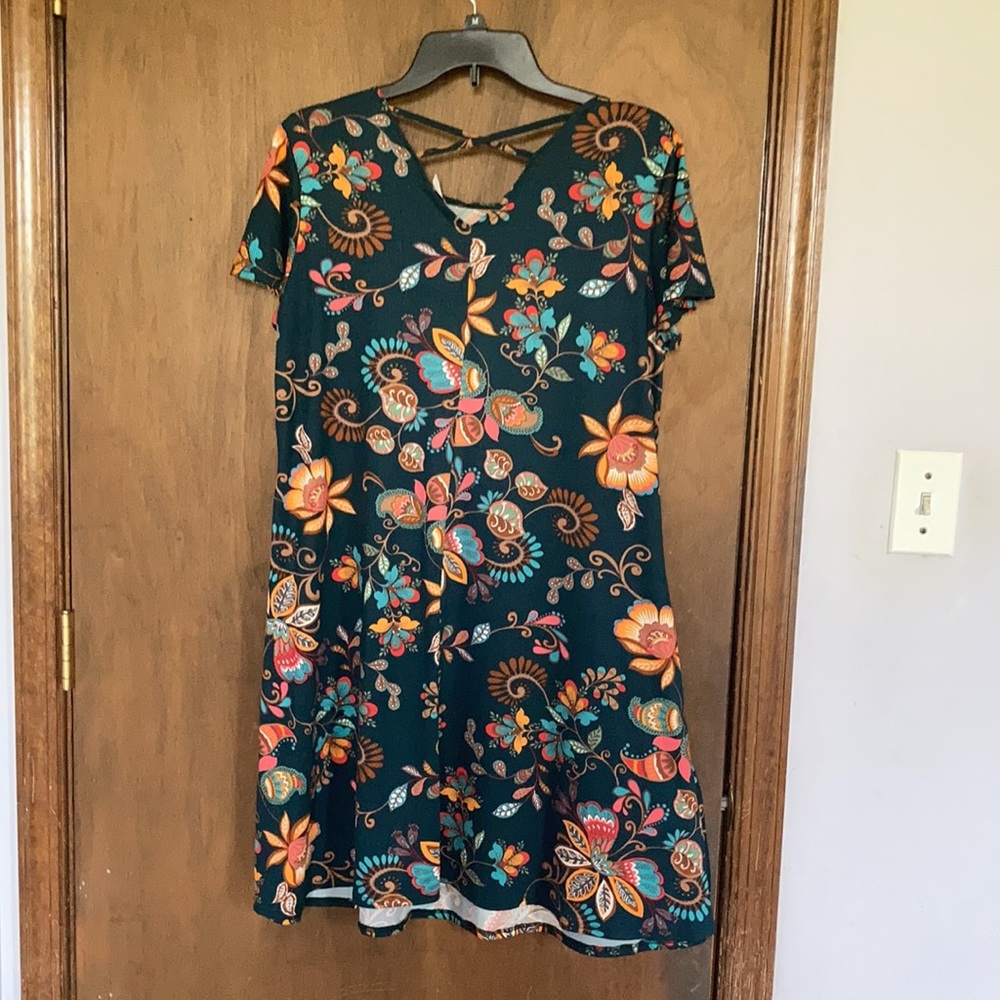 Harlow & Rose dress floral print pullover soft with stretch casual boho M - Picture 8 of 17